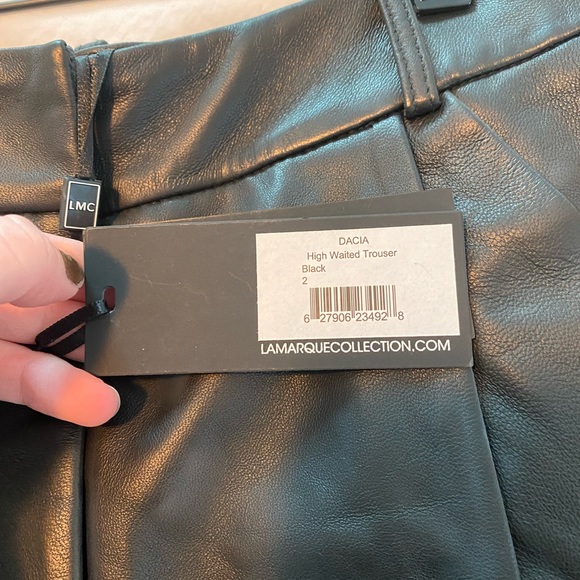 Lamarque High Waisted Leather Trousers - Picture 3 of 5